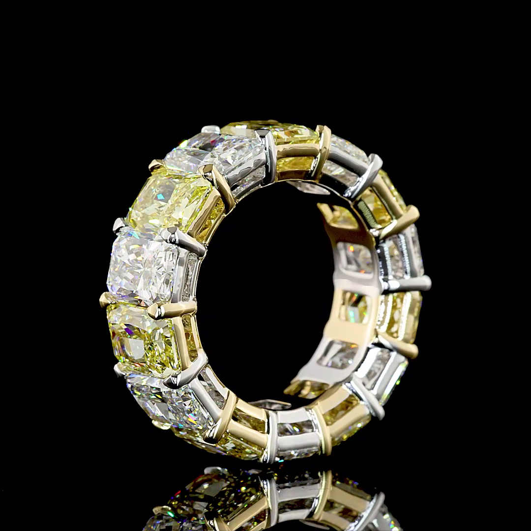 Radiant Fancy Vivid Yellow Lab Grown Diamond Eternity Band (14ctw)