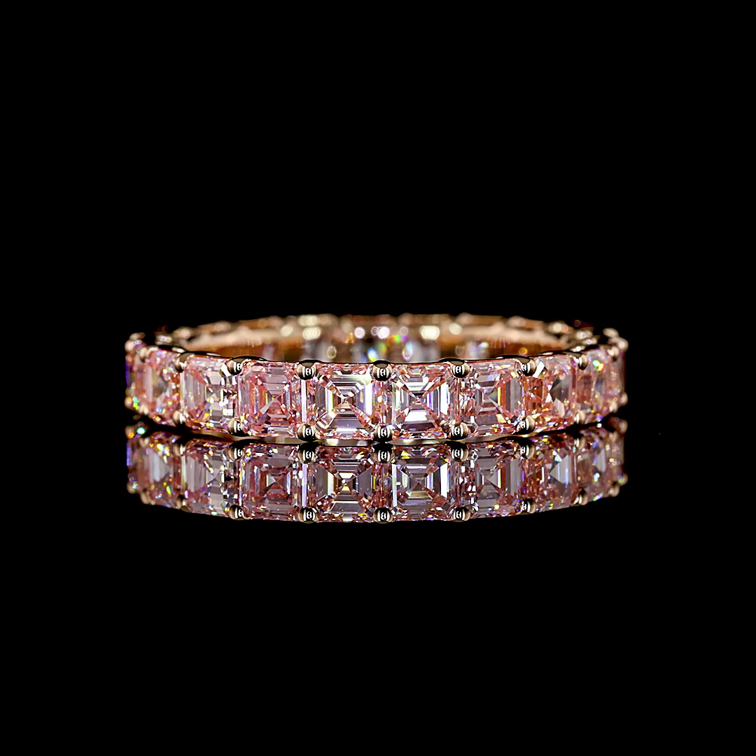 Asscher Fancy Vivid Pink Lab Grown Diamond Eternity Band (3ctw)