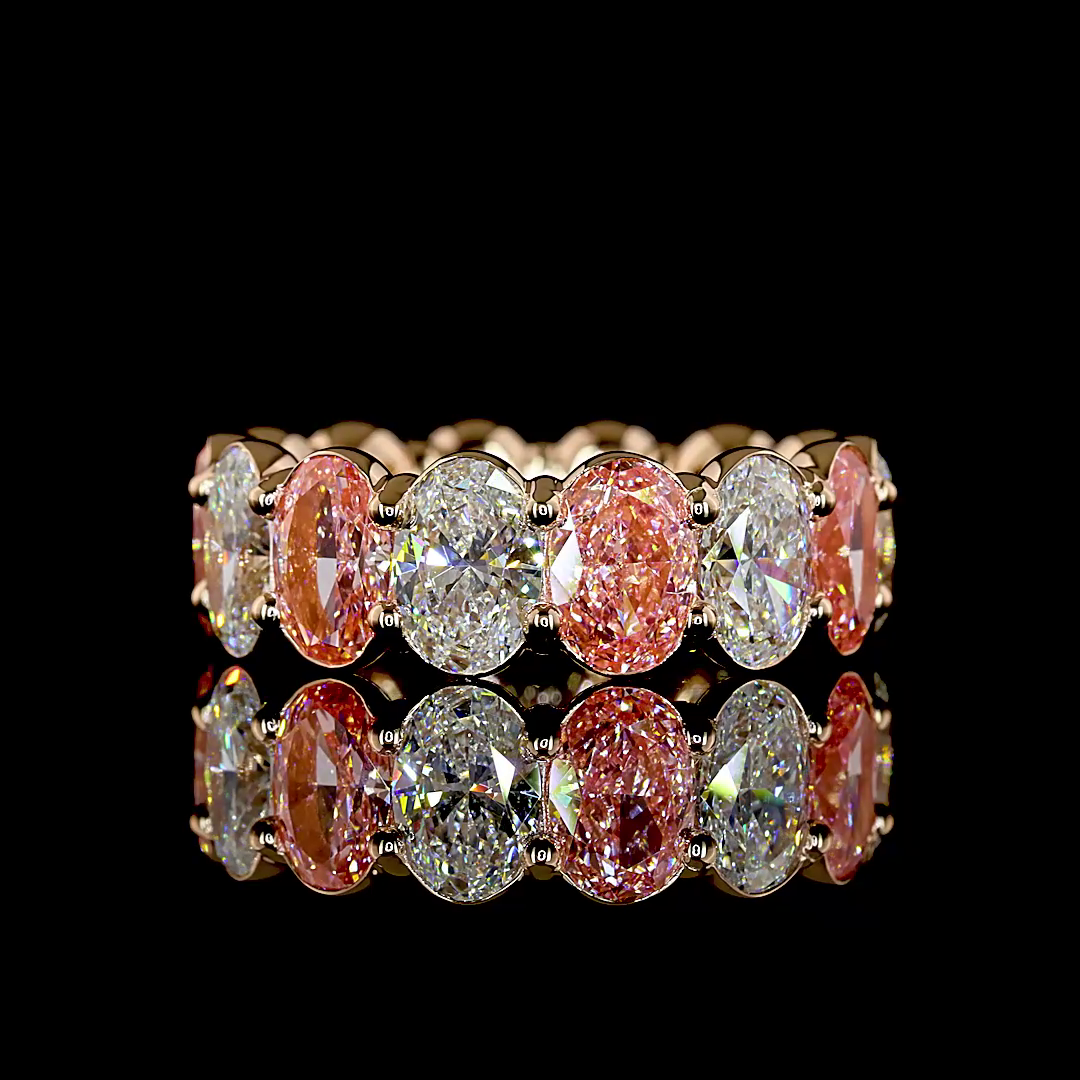 Oval Fancy Vivid Pink Lab Grown Diamond Eternity Band (7ctw)