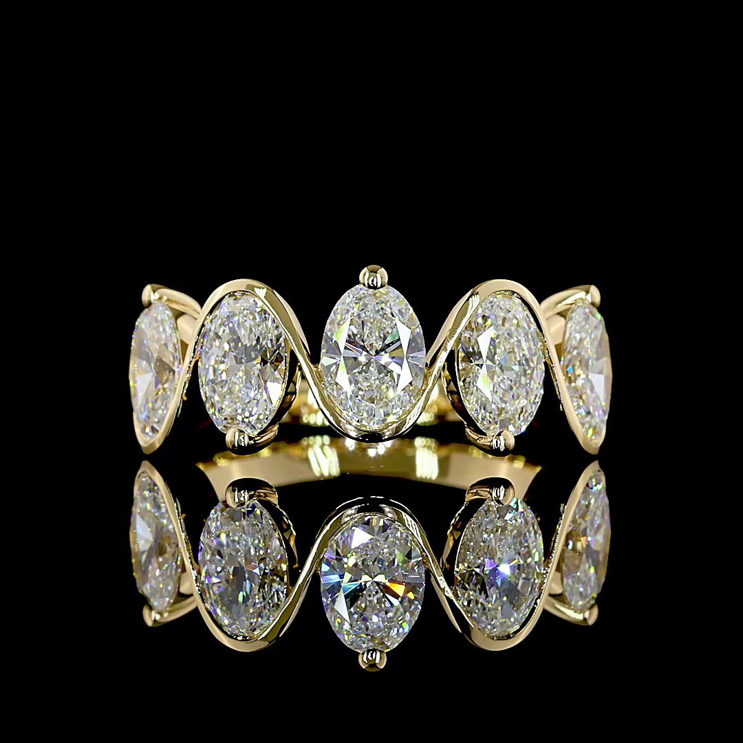 Oval Lab Grown Diamond Half Bezel Five Stone Band (2-1/2ctw)
