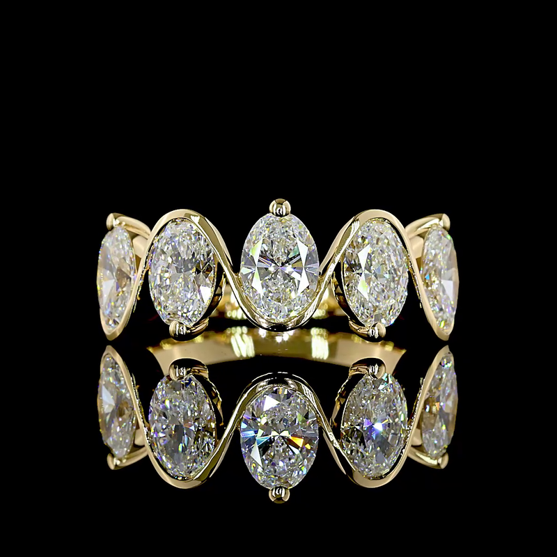 Oval Diamond Half Bezel Five Stone Band (2-1/2ctw)