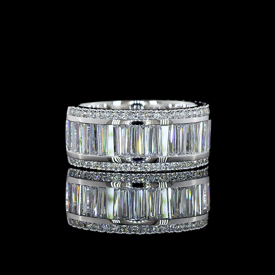 Baguette & Round Lab Grown Diamond Channel 3/4 Band (3ctw)