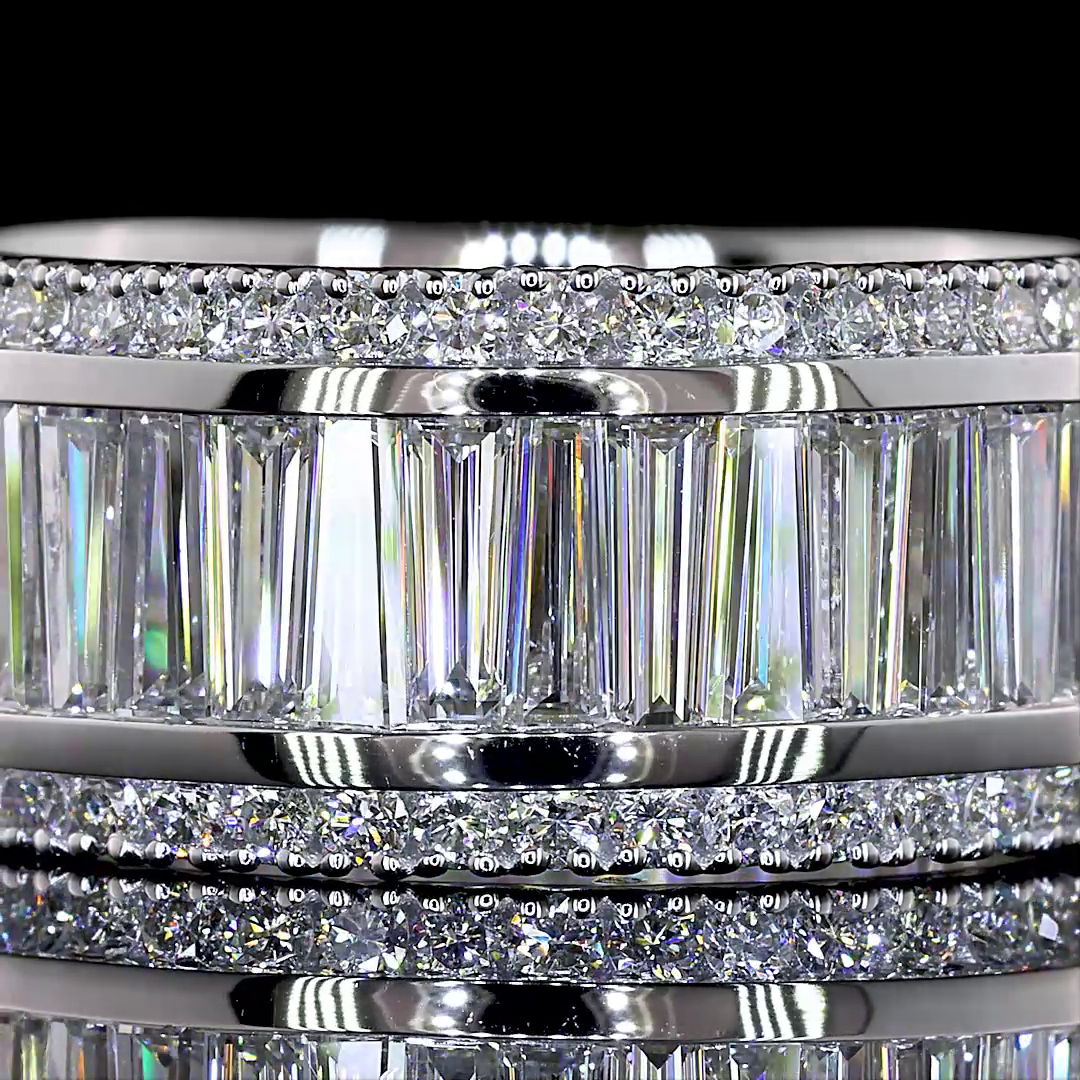 Baguette & Round Lab Grown Diamond Channel 3/4 Band (3ctw)