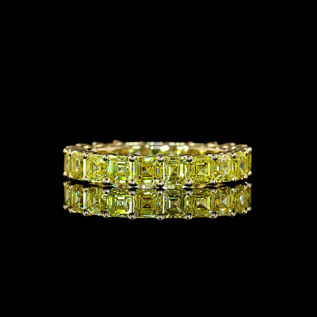 Asscher Fancy Vivid Yellow Lab Grown Diamond Eternity Band (3-1/2ctw)