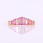 Baguette Fancy Vivid Pink Sapphire Half Eternity Band