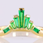 Tapered Baguette Green Emerald Half Bezel Seven Stone Band