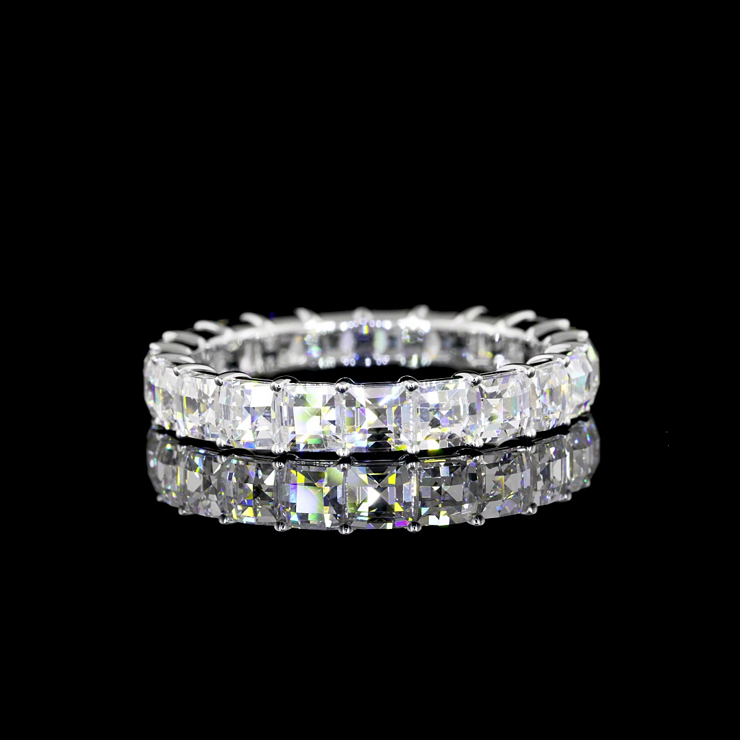 3-1/2ctw Antique Asscher Prong Diamond Eternity Band