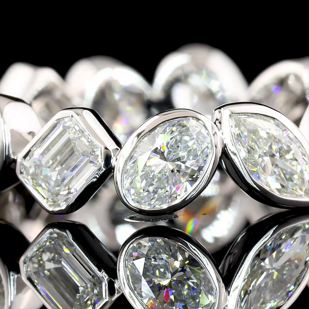 3ctw Mixed Shape Inclined Bezel Diamond Eternity Band