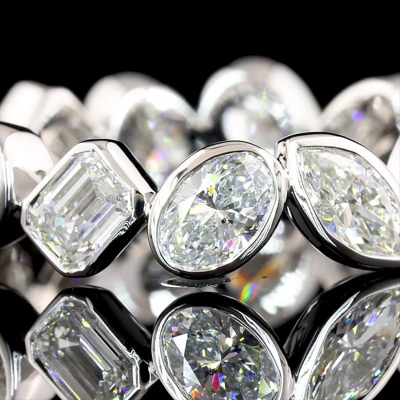 3ctw Mixed Shape Inclined Bezel Diamond Eternity Band