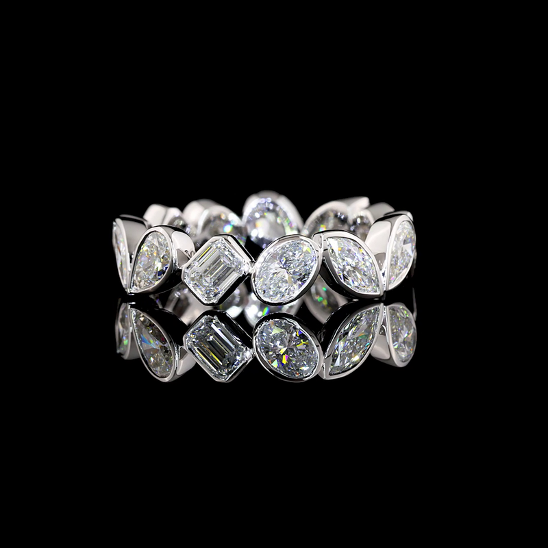 3ctw Mixed Shape Inclined Bezel Diamond Eternity Band