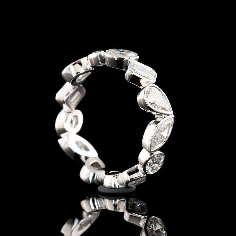 3ctw Mixed Shape Inclined Bezel Diamond Eternity Band