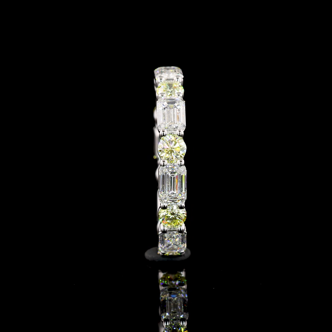 3ctw Round & Emerald East West Prong Diamond Eternity Band
