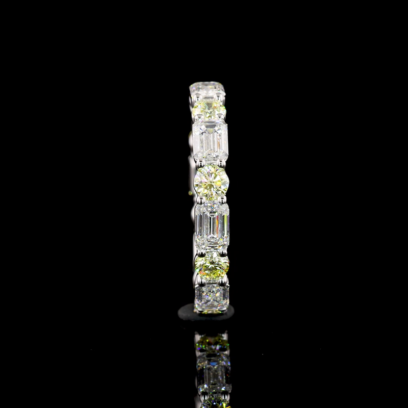3ctw Round & Emerald East West Prong Diamond Eternity Band