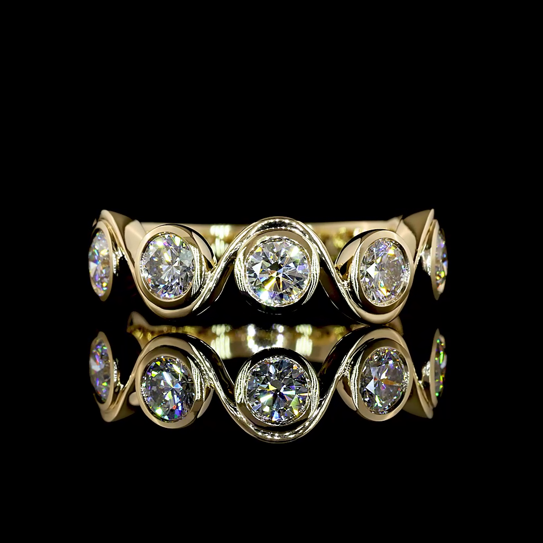 Round Lab Grown Diamond Bezel Seven Stone Band (1-1/2ctw)