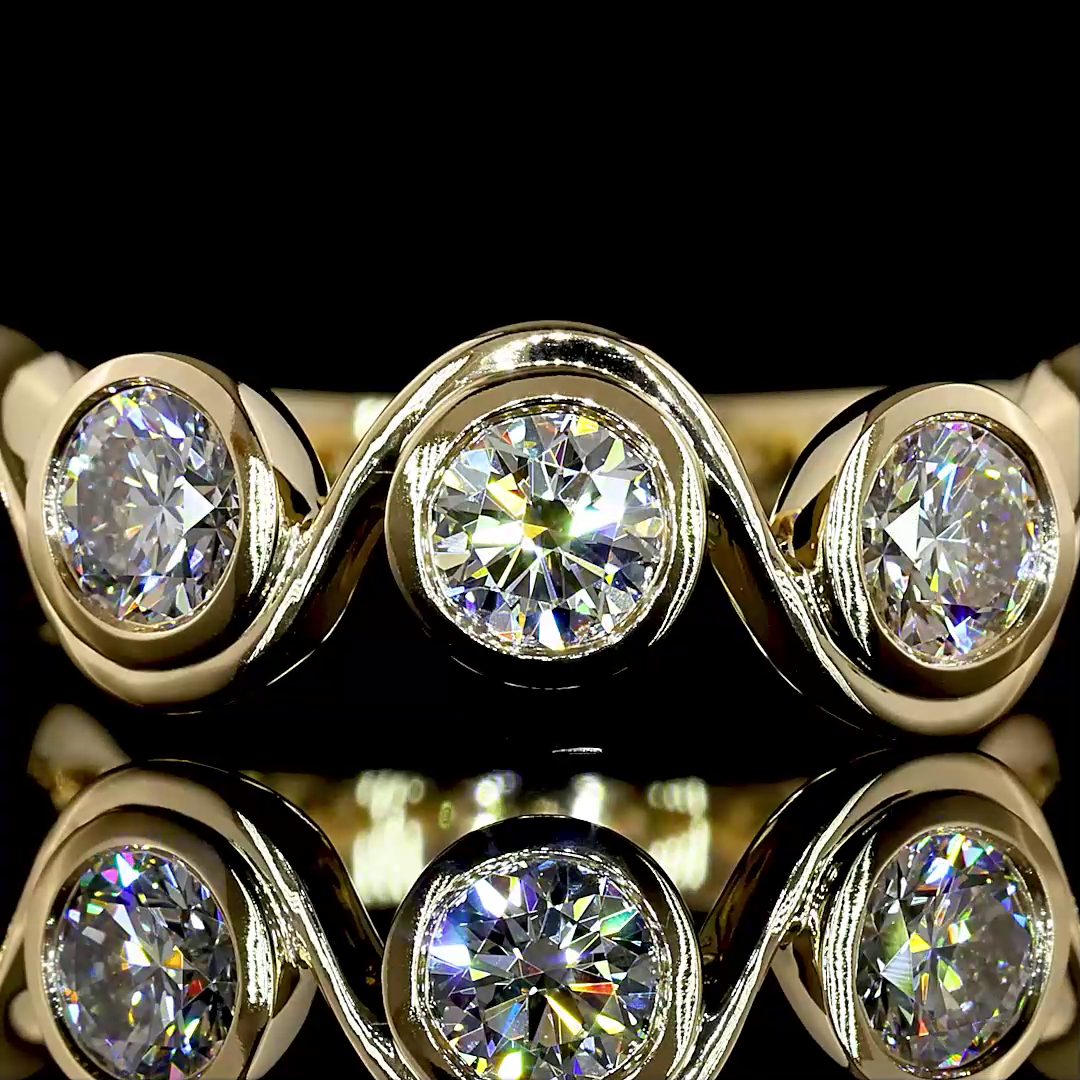 Round Lab Grown Diamond Bezel Seven Stone Band (1-1/2ctw)