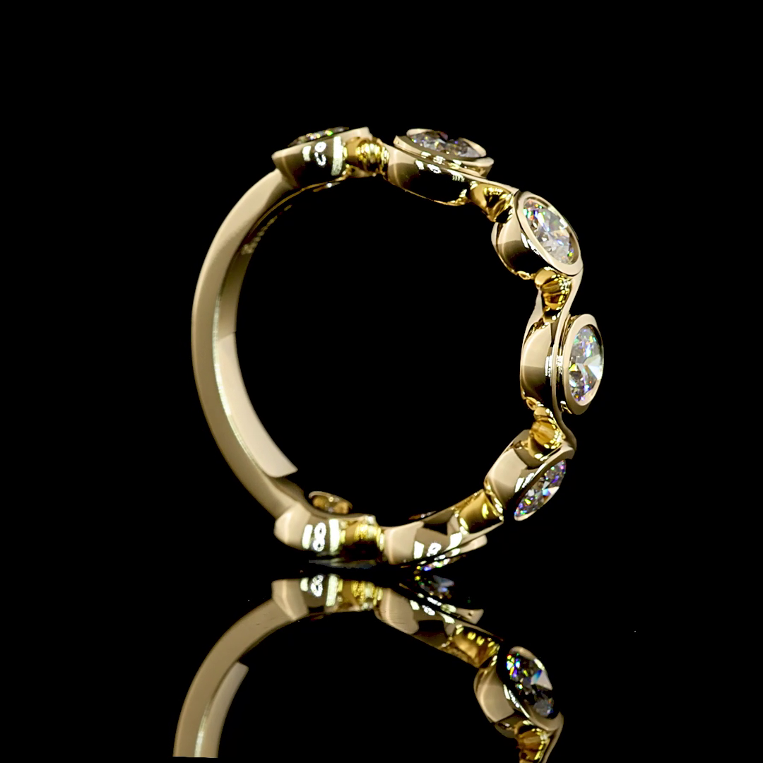 Round Lab Grown Diamond Bezel Seven Stone Band (1-1/2ctw)