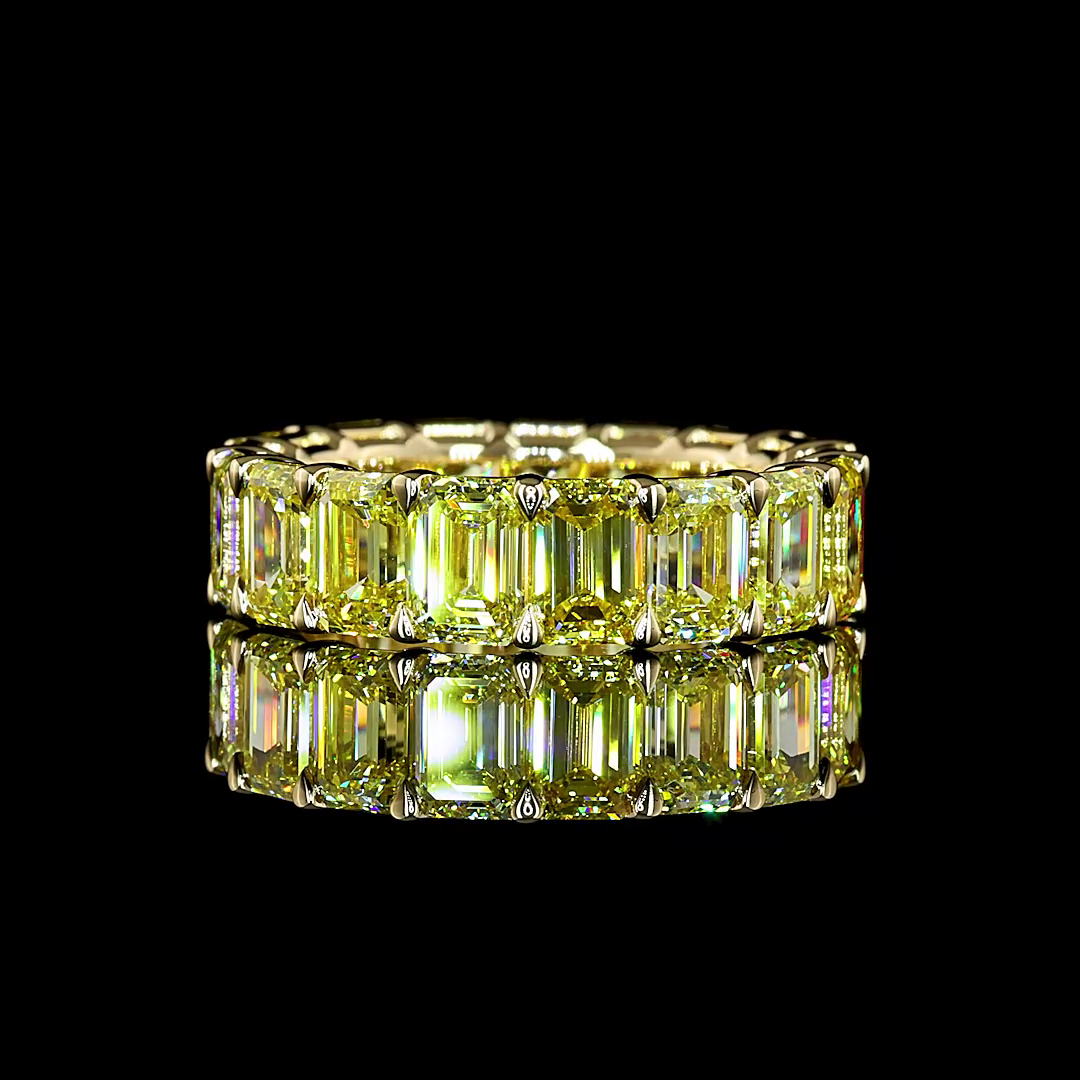 Emerald Fancy Vivid Yellow Lab Grown Diamond Eternity Band (7ctw)