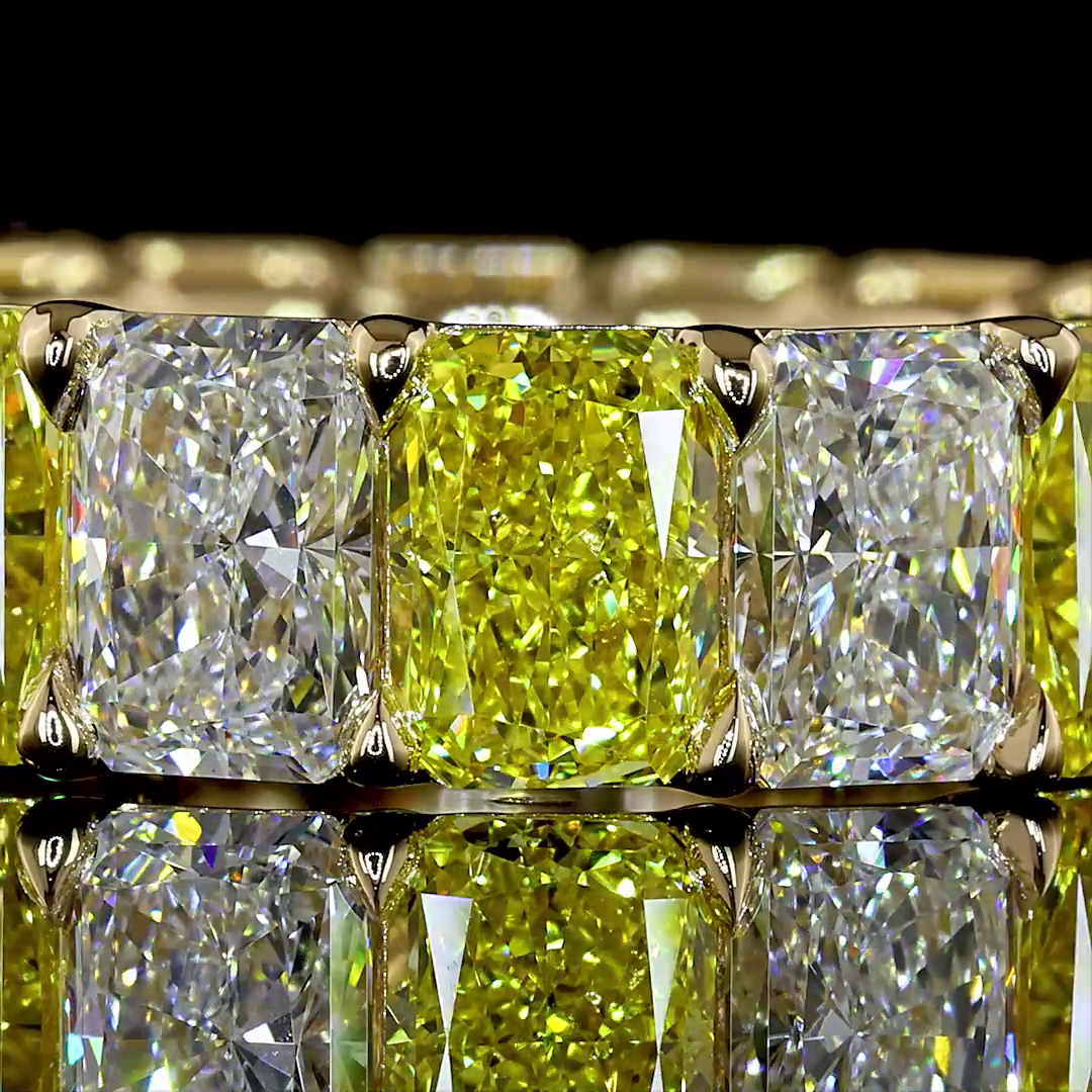Radiant Fancy Vivid Yellow Lab Grown Diamond Eternity Band (8ctw)