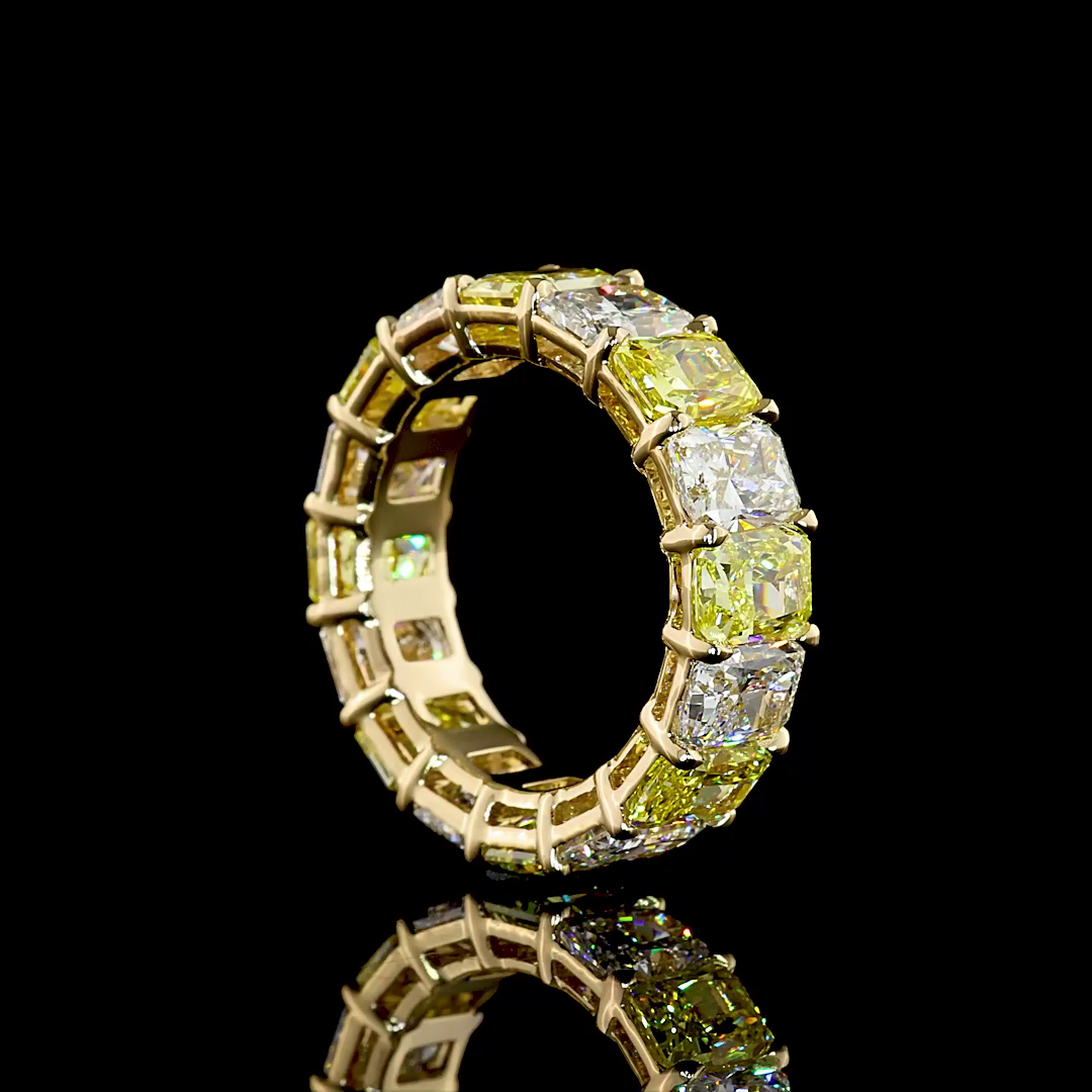Radiant Fancy Vivid Yellow Lab Grown Diamond Eternity Band (8ctw)