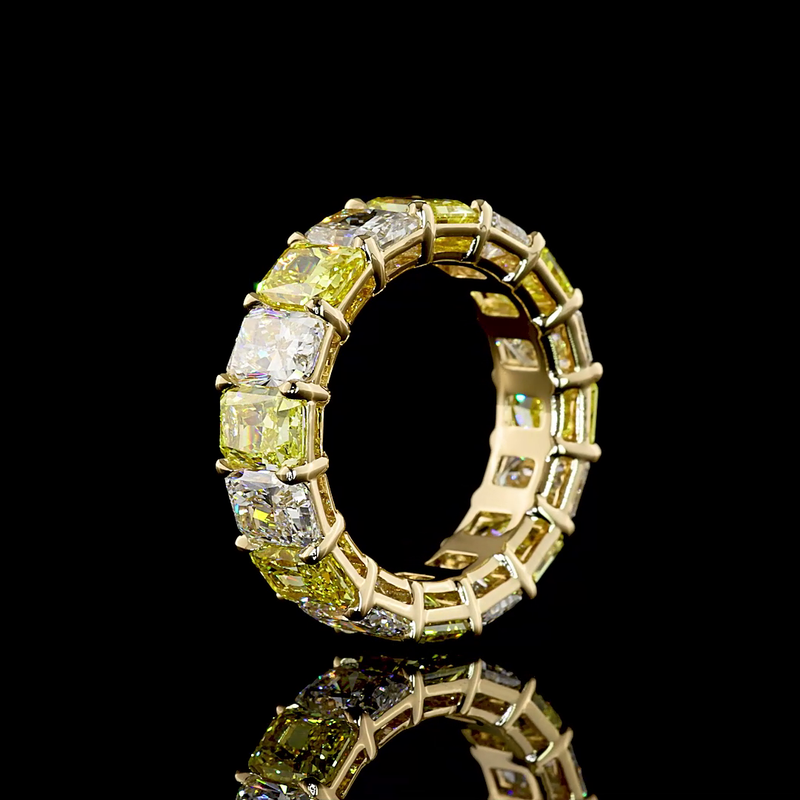 Radiant Fancy Yellow Diamond Eternity Band (8ctw)