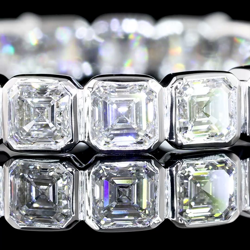 1-3/4ctw Bezel Asscher Eternity Band