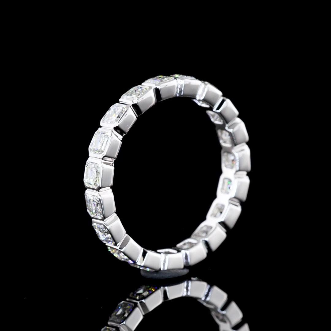 1-3/4ctw Bezel Asscher Eternity Band