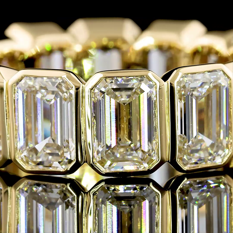 9ctw Emerald Bezel Diamond Eternity Band