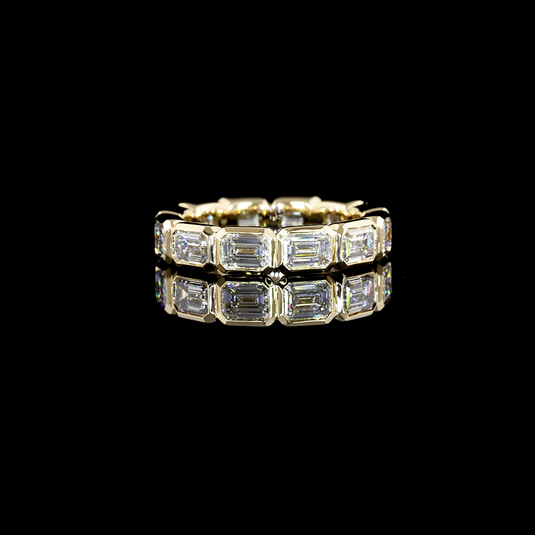 3ctw Emerald East West Bezel Diamond Eternity Band