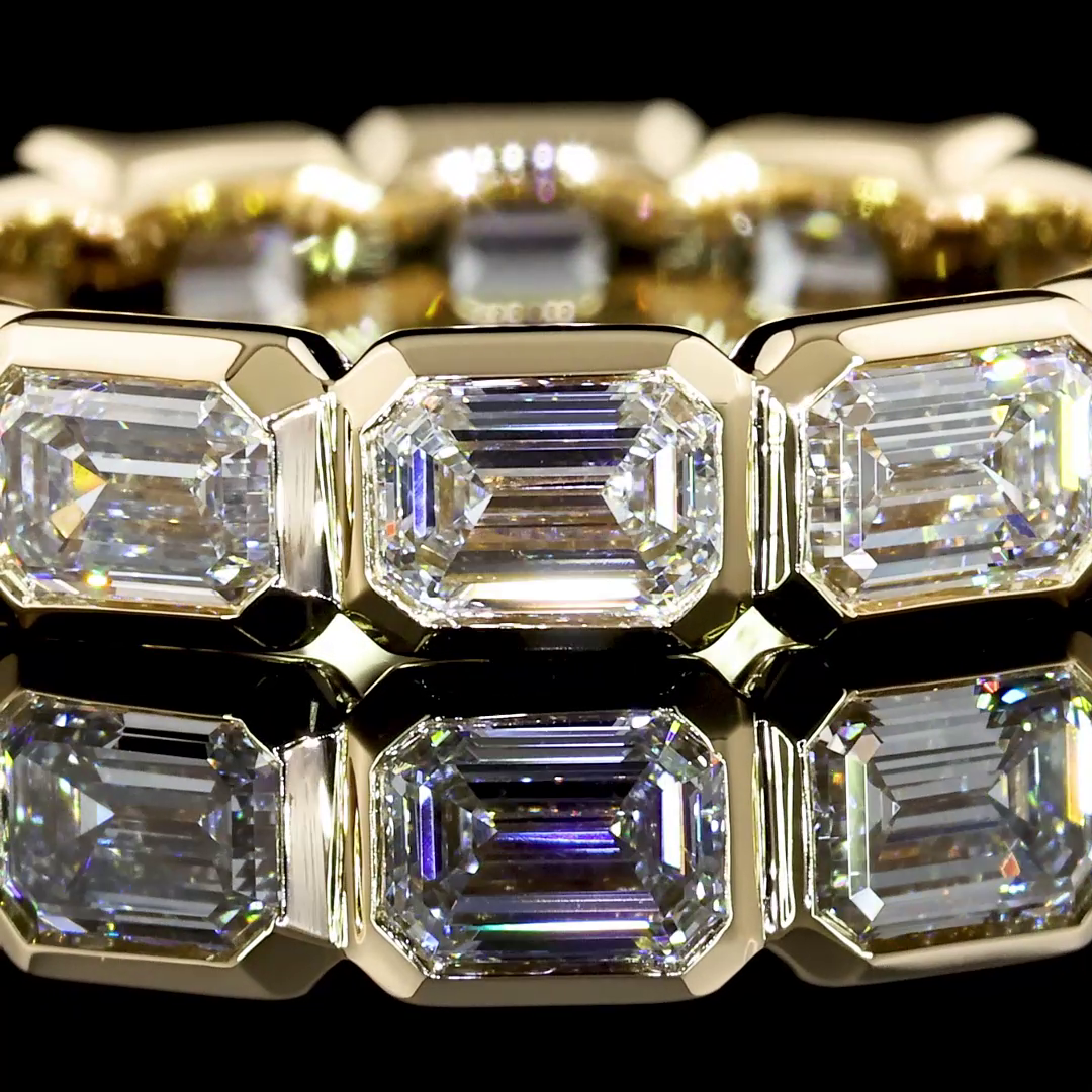 3ctw Emerald East West Bezel Diamond Eternity Band