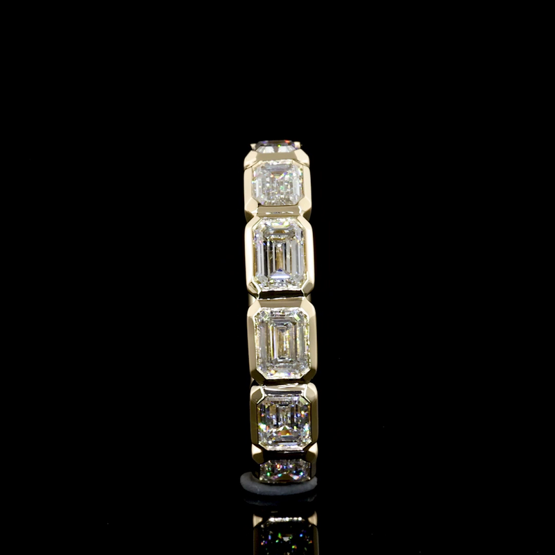 3ctw Emerald East West Bezel Diamond Eternity Band