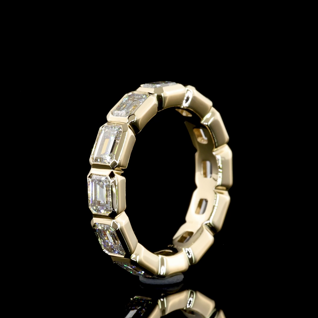 3ctw Emerald East West Bezel Diamond Eternity Band