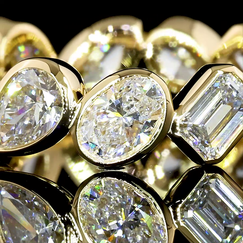 3ctw Mixed Shape Inclined Bezel Diamond Eternity Band