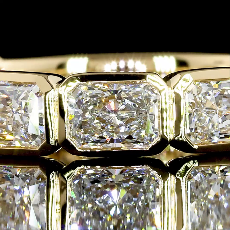 2-1/4ctw Bezel East West Radiant 3/4 Eternity Band