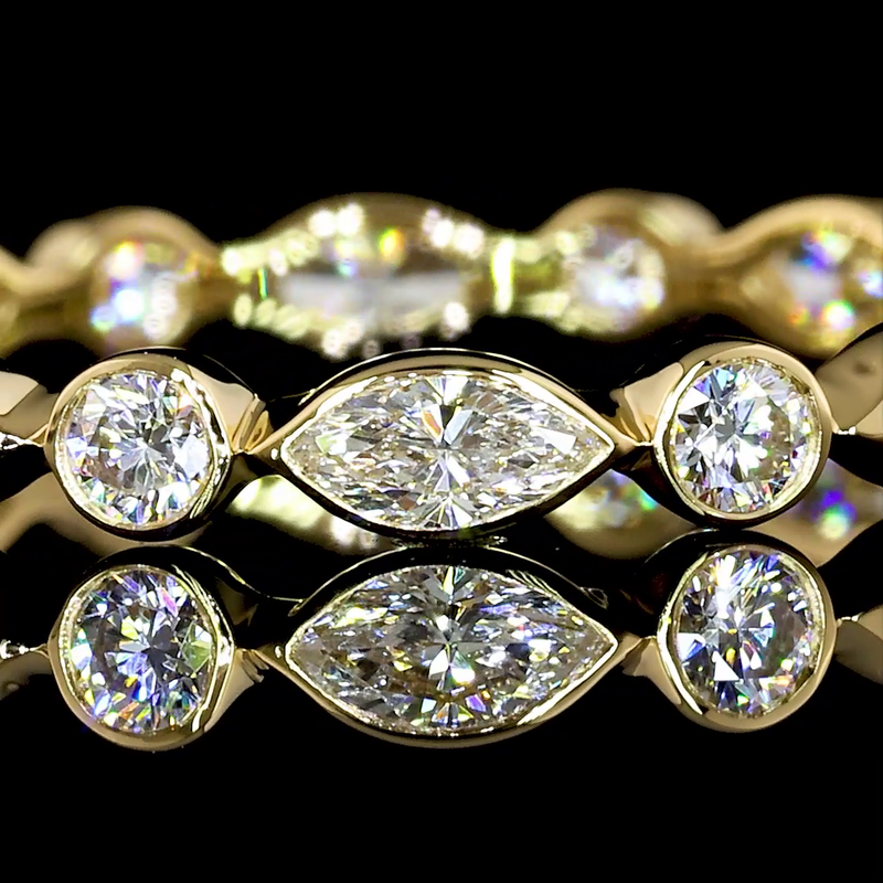 3/4ctw Bezel East West Marquise & Round Eternity Band