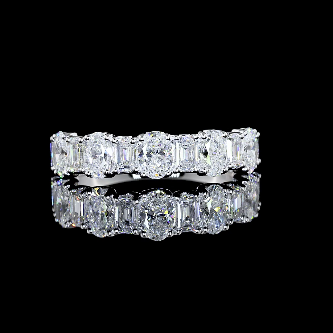 1-1/2ctw Oval & Emerald Prong Diamond Half Eternity Band