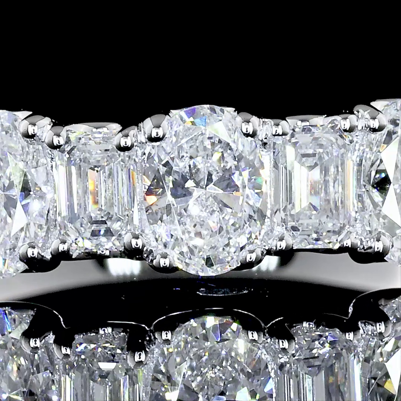 1-1/2ctw Oval & Emerald Prong Diamond Half Eternity Band