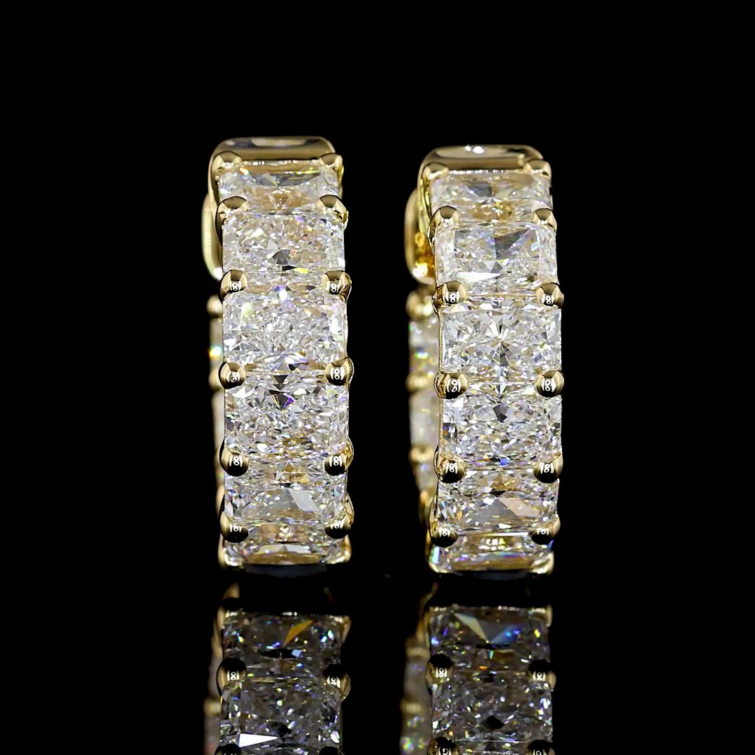 3ctw Prong Radiant Huggie Earrings