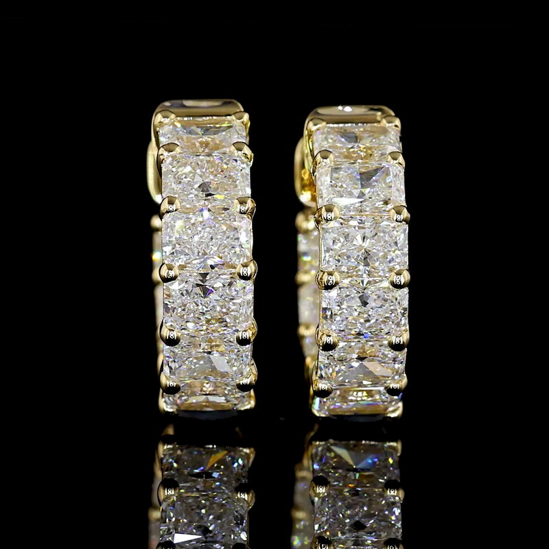 3ctw Prong Radiant Huggie Earrings