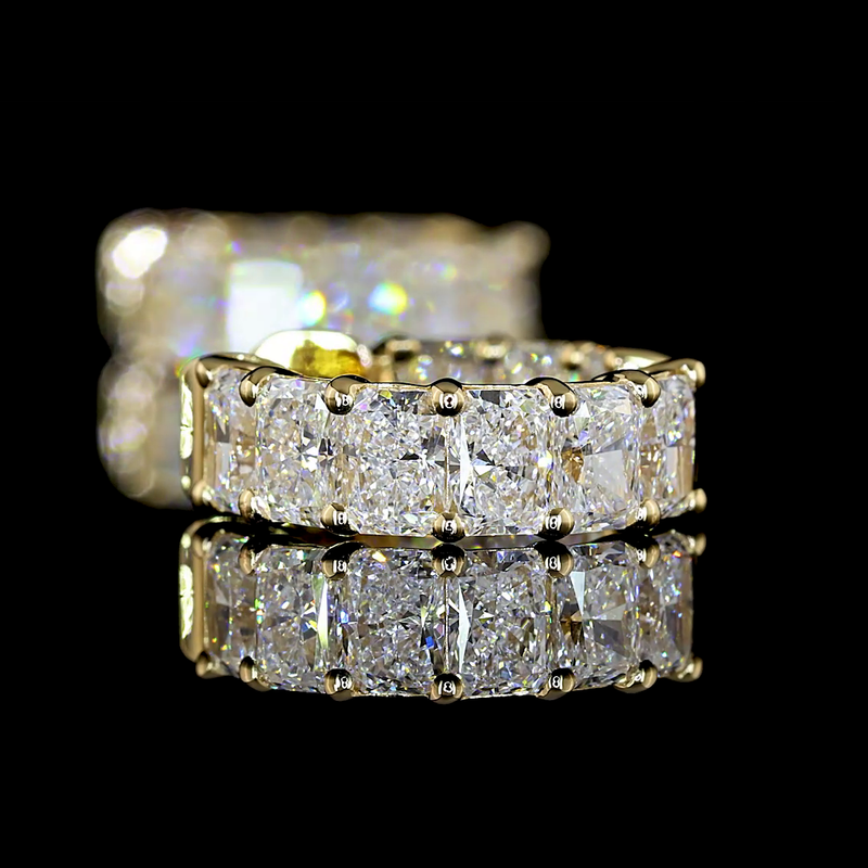 3ctw Prong Radiant Huggie Earrings