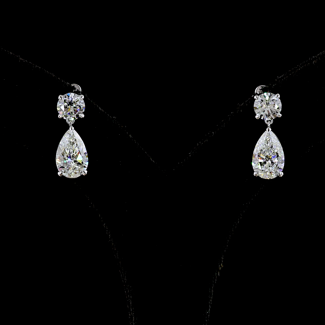 5ctw Prong Pear & Round Drop Earrings