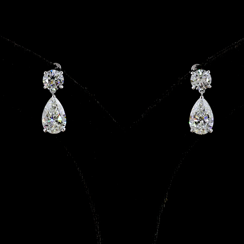 5ctw Prong Pear & Round Drop Earrings