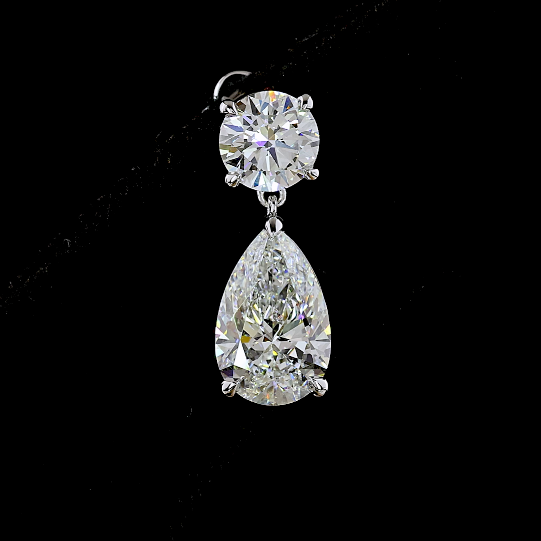 5ctw Prong Pear & Round Drop Earrings