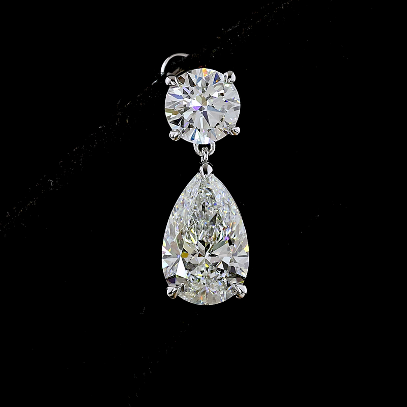 5ctw Prong Pear & Round Drop Earrings