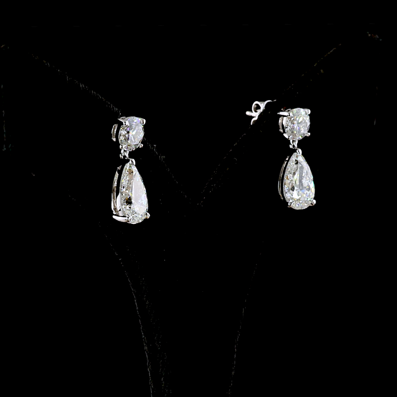5ctw Prong Pear & Round Drop Earrings