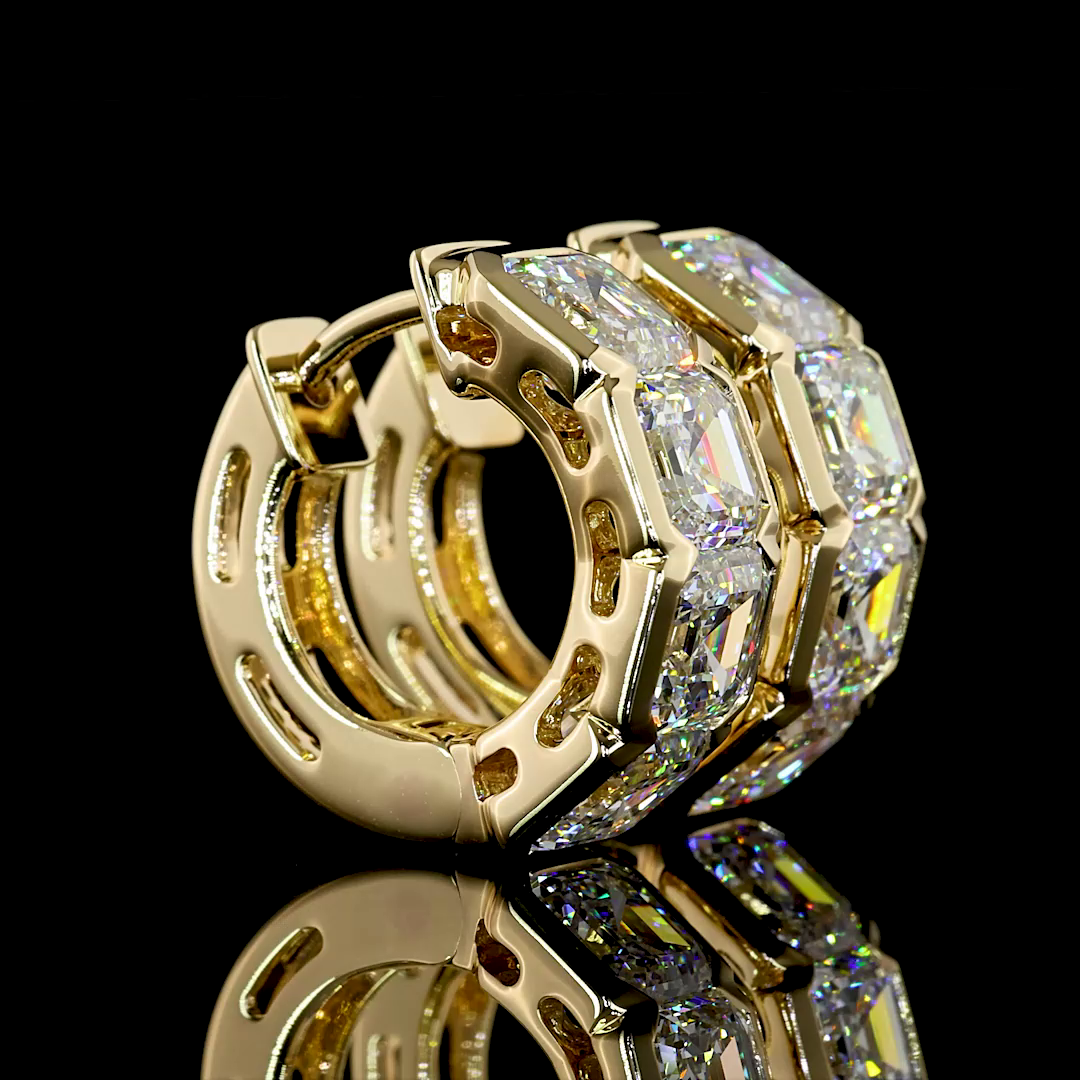 5ctw Half Bezel Asscher Huggie Earrings