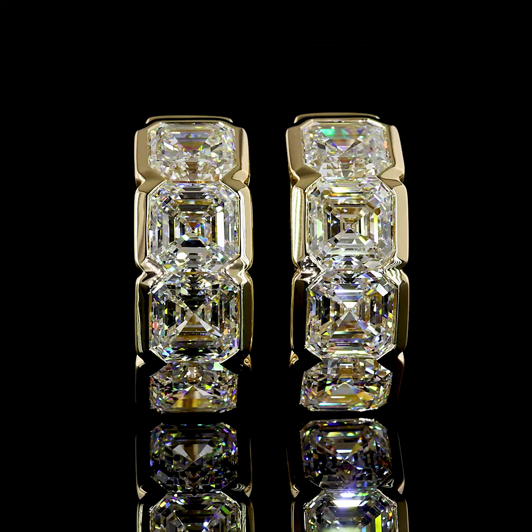 5ctw Half Bezel Asscher Huggie Earrings