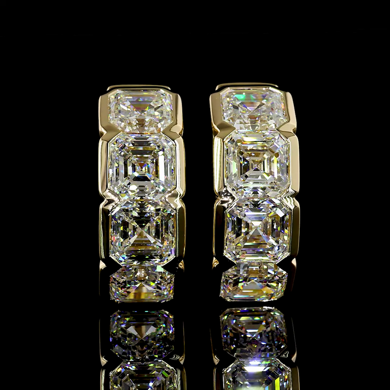 5ctw Half Bezel Asscher Huggie Earrings