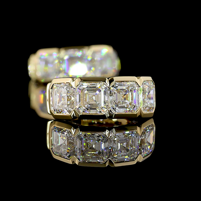 5ctw Half Bezel Asscher Huggie Earrings