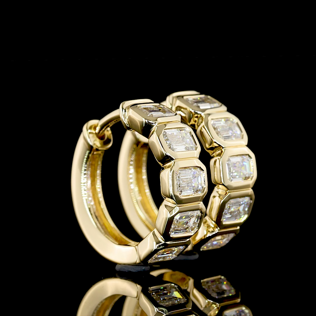 1ctw Bezel Emerald Huggie Earrings
