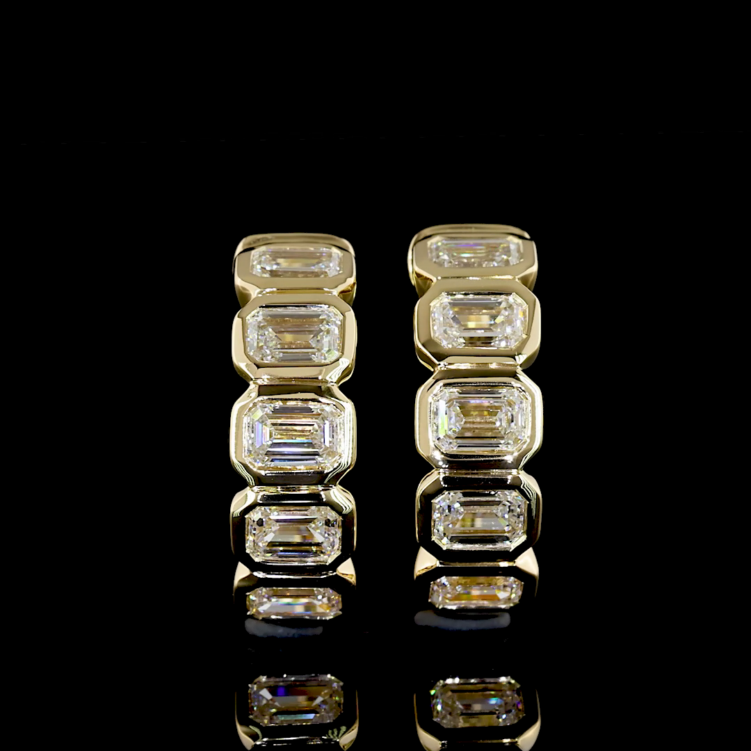 1ctw Bezel Emerald Huggie Earrings